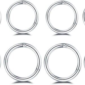 8 Pcs Silver Surgical Steel Small Hoop Earrings for Cartilage Daith Septum Nose